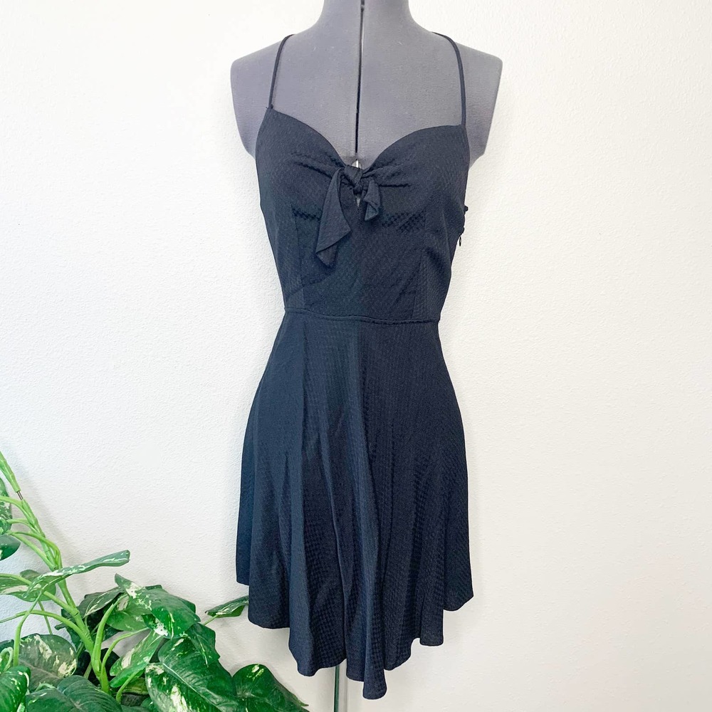 Reformation Black Knot Front Mini Dress S